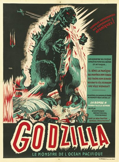 Atonlques, un monstre de roctam etattaqut, il semi la pahique, des mavires sohi codes des cratte del une ville disparait, La Bombe H, Un Film, Godzilla, Le Monstre De L’Ocean Pacifique