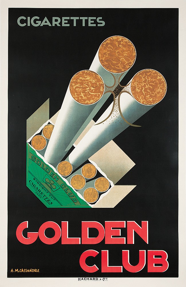 Cigarettes golden club, straight cut,  oran, A. M. Cassandre., hachard & cie