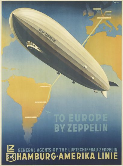 Graf Zeppelin, To Europe By Zeppelin, LZ General Agents Of The Luftschiffbau Zeppelin, HA APG, Hamburg-Amerika Linie