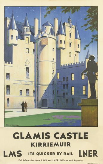 Glamis Castle, Kirriemuir, LMS its Quicker By Rail Lner, full information from LMS and Lner offices and Agencies