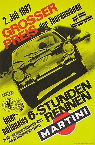 Grosser Preis 2. Juli 1967 Der Tourenwagen Auf Dem Nurburgring, Internationales 6-Stunden Rennen, 10 Uhr, Attraktiver Indianaoolis-Start Von 96 Soitzenfahrern Eurooas Martini