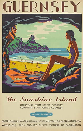 Guernsey, The-Sunshine-Island, Literature From States Publicity, Committee States Office Guernsey, British Railways, From London Waterloo (Via Southampton) Or Paddington(Via Wymouth) Apply Enquiry Ofice, Victoria Or Paddington