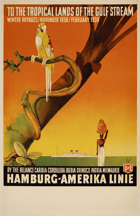 To The Tropical Lands Of The Gulf Stream, Winter Voyages November 1938 February 1939, By The Reliance Caribia Cordillera Iberia Orinoco Patria Milwaukee, Gulf Stream, Hamburg-Amerika Linie