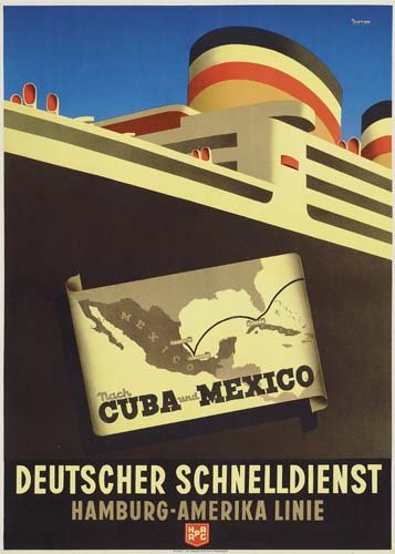 Mexico, Nach, Cuba And Mexico, Deutscher Schnelldienst, Hamburg Amerika Linie
