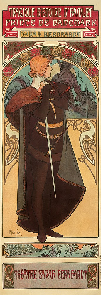 Tragique fistore D’Famlet, Prince De Danemark, Sarak Bernharot, Mucha, Tfeatre Sarah Bernfardt