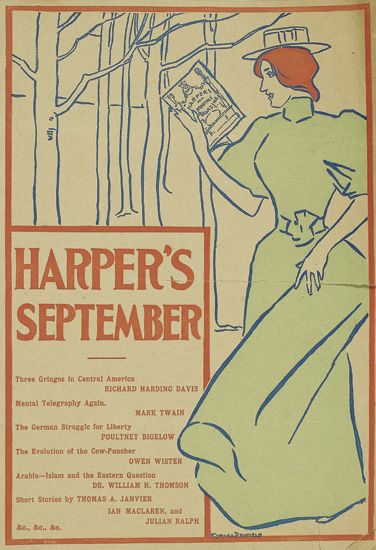 Harper’s September Three Gringos In Central American, Richard Harding Davis Nental Telegraphy Agalla, Mark Twain, The German Struggle For Liberty Poultney Bigelow, The Evolution Of The Cow-Puncher Owen Wister. Arabia-Islam And The Eastern Question. Dr. William H. Thomson. Short Stories By Thomas A. Janvier Ian Naclaren And Julian Ralph