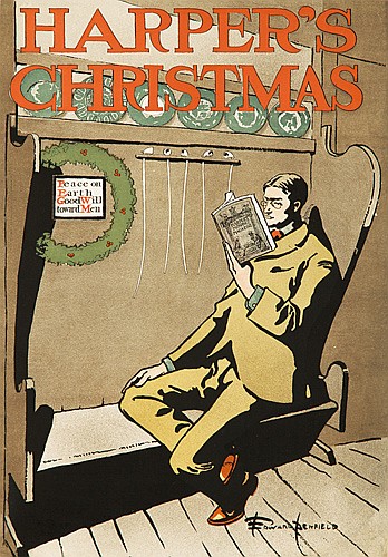 Harpers, Christmas, Peace on, Earth, GoodWib, towardMen, Edward penfield