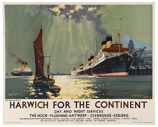 Harwich For The Continent, Day And Night Services, The Hook-Flushing-Antwerp – Zeebrugge-Esbjerg, The Daily Line, Cr 59 Ccauly. London Wilner Stations Offices Or Tourst Agenches