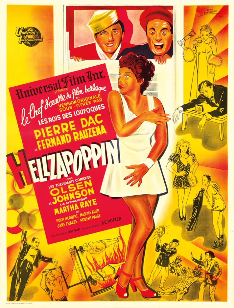 Universal Film Ant, Ce Chef Goemre eu film burlesque,  Version originale, Sous Titree Par, Les Rois Des Loufoques, Pierre Dac  Fernand RAUZENA, Ellzapoppin, avec, Les Trepidants Comiques, Olsen, etJohnson, La, Dynamique, Martha Raye, et, Hugh Herbert Robertpaige, H.C.Potter