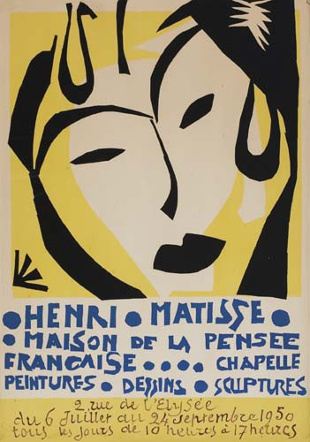 Henri Matisse, Maison De La Pensee, Francaise. Chapelle, Peintures Dessins Scuotures, 2 We De L’Elysee, Du 6 Juillet All 24 Sehtembre 1950, Tous Les Jours Ae 10 Helres A 17 Heurcs