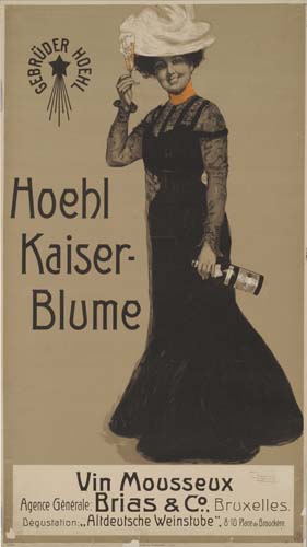Hoehl, Kaiser-Blume, Gebruder Hoehl, Vin Mousseux, Agence Generale: Brias & Co. Bruxelles, Degustation Altdeutsche Weinstube.