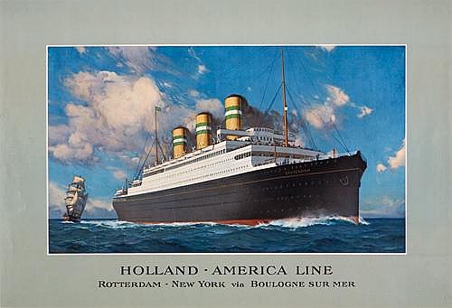 Holand .America Line, Rottbrdam  New York Via Boulogne Sur Mer