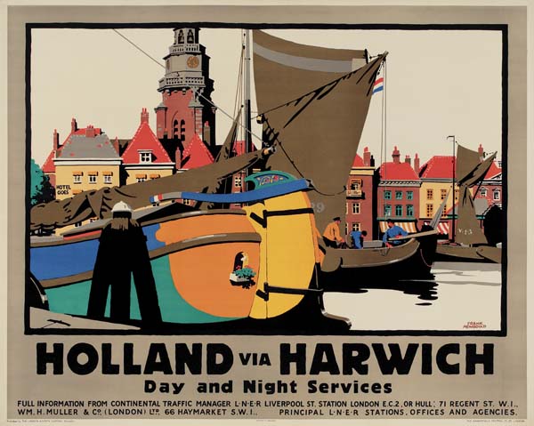Holland Via Harwich, Day And Night Services, Full Infromation From Continental Traffic Manager L.N..R Liverpool St Station London E.c.2. 71 Regent St W.I.Wm H Muller 7 co. (London0, Lto 66 Haymarket S.W.I, Principal L.N.E.R. Stations Offices And Agencies