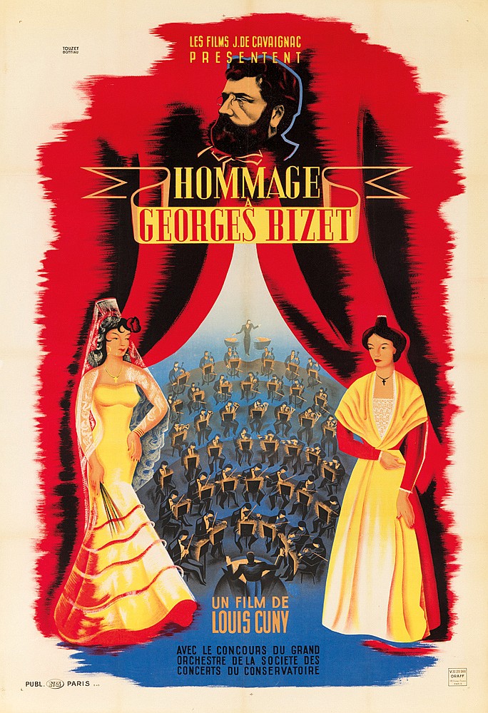 Les Films J.De Cavaignac, Presentnt, Hommage, Georges Bizet, Un Film De, Louis Cuny, Avec Le Concours Du Grand, Orchestre De La Societe Des, Concerts De Conservatoire, Paris
