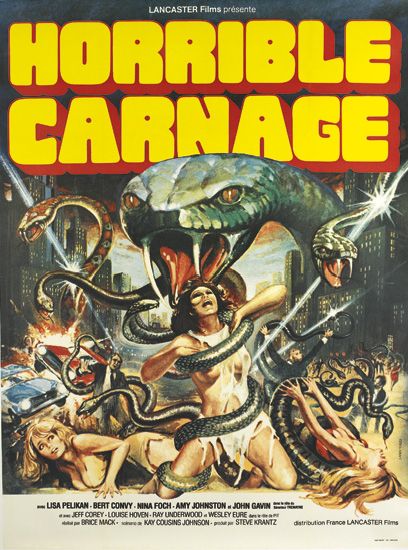 Lancaster Films Presente, Horrible, Carnage, usa peukan bert convy nina foch amy johnston hohn gamn, jeff corey louge hoven ray unoerwood wesley eure, erice mack, kay cousing johnson steve krantz, distribution france lancaster films