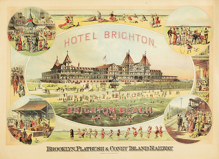 Hotel Brighton, Brighton Beach, Brooklyn Flatbush & Coney Island Railway