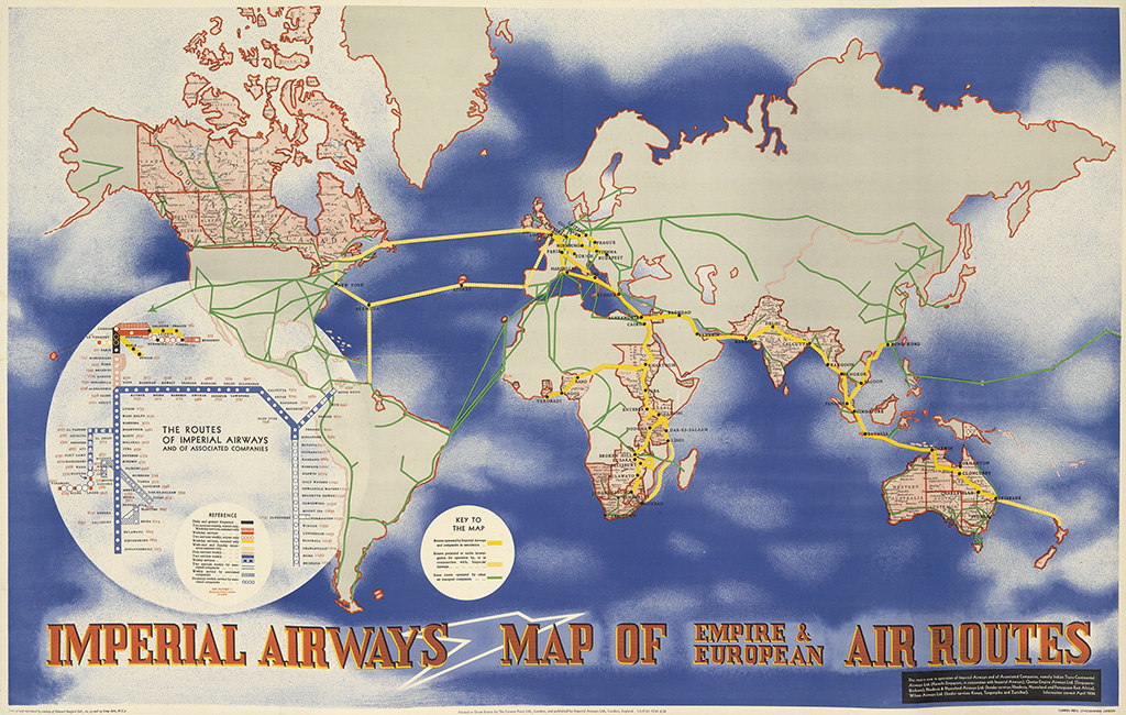 Imperial Airways Map of empire&european Air routes