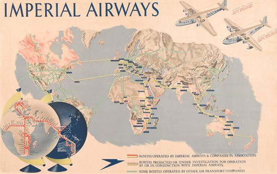 Imperial Airways, Rckttes Operated By Lmperial Airways & Companies In Associatton, Roaites Frojected Or Under Investigation For Operation, By Or In Conjunction With Imperial Airwatx, Some Routes Operatid By Other Air Transport Companees
