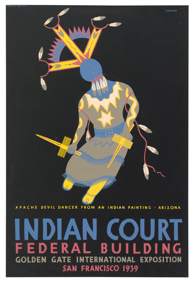 Indian Court Federal Building Golden Gate International Exposition San Francisco 1939 Apache Devil Dancer From An Indian Painting Arizona