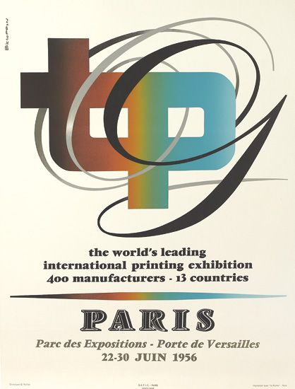 Tpg, The World’s leading, International Printing Exhibition, 400 Manufactures, 13 Countries, Paris Parc Des Expositions-Porte De Versailles 22-30 Juin 1956