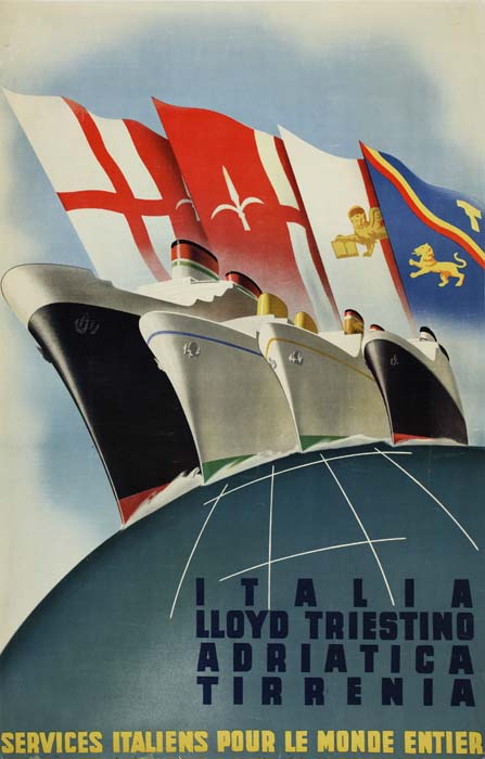 Italia Lloyd Triestino Adriatica Tirrenia, Services Italiens Pour Le Monde Entier.
