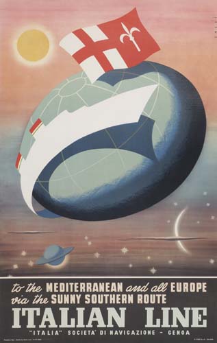 To The Mediterranean And All Europe, Via The Sunny Southern Route, Italian Line, “Italia” Societa Di Navicazione- Genoa
