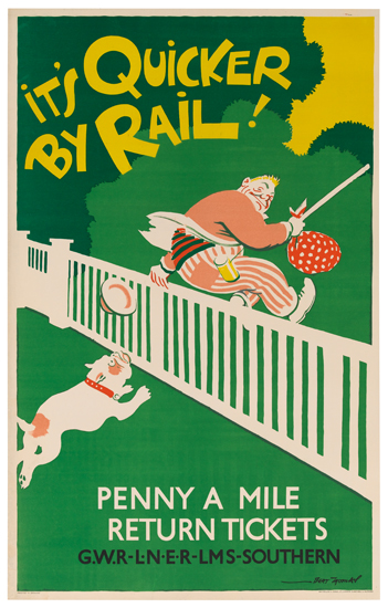 It’s Quicker By Rail, Penny A Mile, Return Tickets, G.W.R-L.E.R-LMS-Southern.