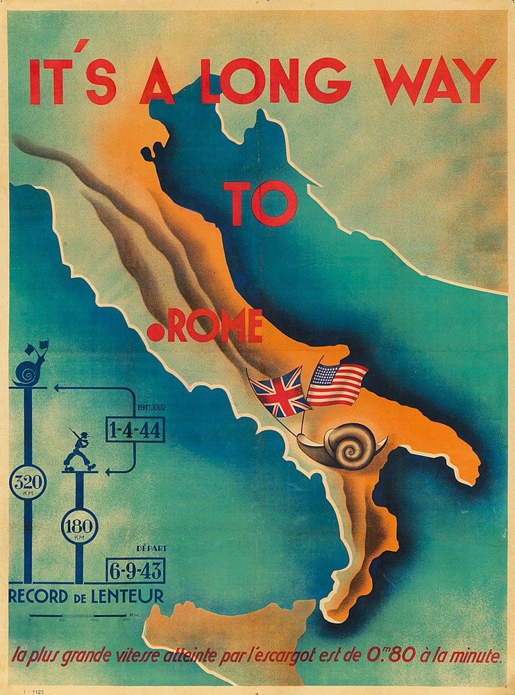 It’s A Long Way, To, .Rome, 1-4-44, 320, 180, 6-9-43, Record De Lenteur, La Plus Grande Vitesse Alleinte Par L’escargot Ert De 0.”80 A’ La Minute.