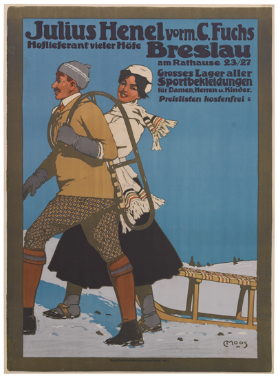 Julius Henel, Vorm.C.Fuchs, Hoflieferant viele Hoe, Breslau, Am Rathause 23/27, Grosses Lager Aller Sportbekidungen, Fur Damen Herren u Kinder Preislisten Kostenfrei, Moos