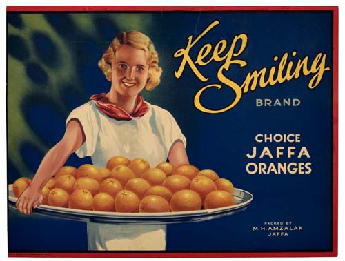 Keep Smiling Brand, Choice Jaffa Oranges, M.H.Amzalak Jaffa