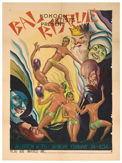 Kokoon Bal Risque, Artists Present, Allerton Hotel Saturday February 24 1934, You Are Invited M..