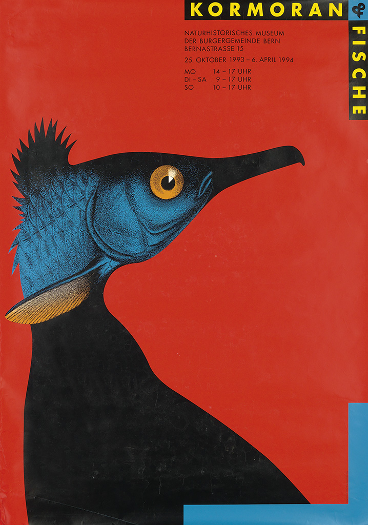 Kormoran & Fische, Naturhistorisches Museum, Der Burgergemeinde Bern, Bernastrasse 15, 25. Oktober 1993 – 6. April 1994 Mo 14- 17 Uhr, Di – Sa 9 – 17 Uhr, So 10 – 17 Uhr