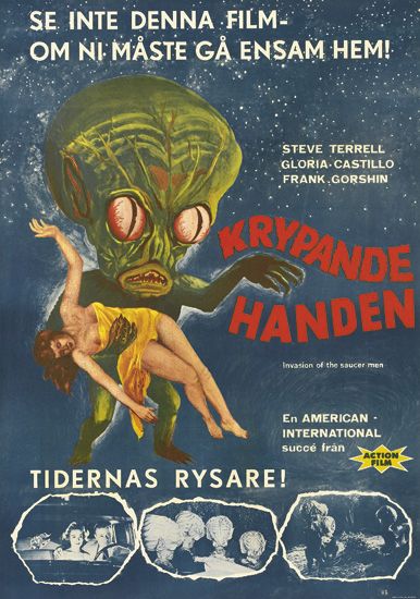 Se Inte Denna Film, Om Ni Maste Ga Ensam Hem!, Steve Terrell, Gloria Castillo, Frank Gorshin, Krypande Handen, Invasion of the saucer man, en american International, Succe Fran, Action Film, Tidernas Rysare!