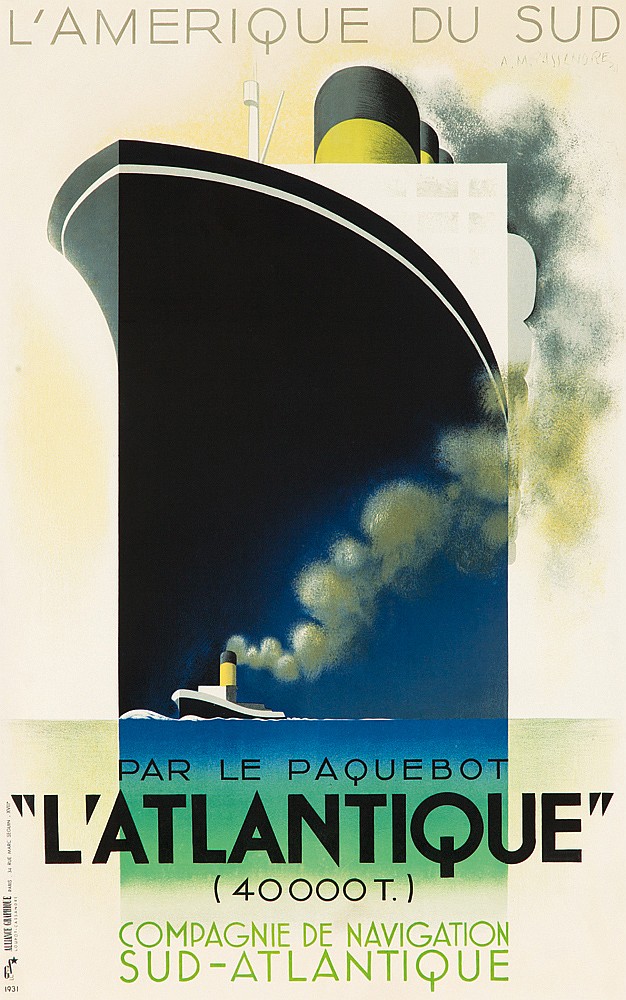 L’Amerique Du Sud, per le Paquebot,  LAtlantique, (40000 T), Compagnie De Navigation, Sud-Atlantique