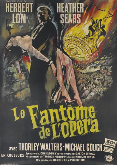 Herbert Lom, Heather Sears, Le Fantome, de L’Opera, avec Thorley Walters Michael Couch, En Couleurs Scenario de John Elder d’apres le romande Gaston Leroux, Mise enscene de Terence Fisher producteur Anthony Hinds, Une production Hammer film Production, 50 Annversary