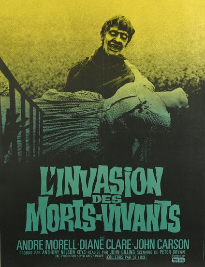 L Invasion Des Morts Vivants, Andre Morell Diane Clare John Carson, Produt par Anthony Nelson Keys realise par john gilling scenario de peter bryan, couleurs par de luxe