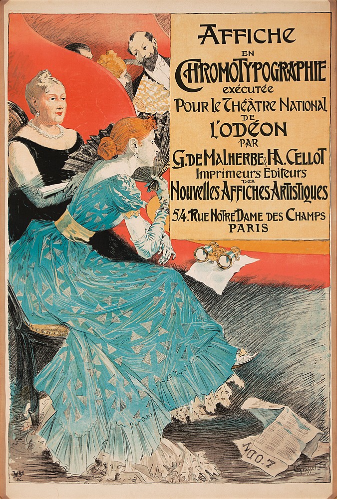Affiche, En, Chromotypographie, Executee, Pour Le Cheatre Natiohal, De, L’Odeon, Par, G.De Malherbe Hs. Cellot, Imprimeurs Editeurs, Nouvelles Affiches Artistiques, 5/4. Rue Notre Dame Des Champs, Paris, N00.7