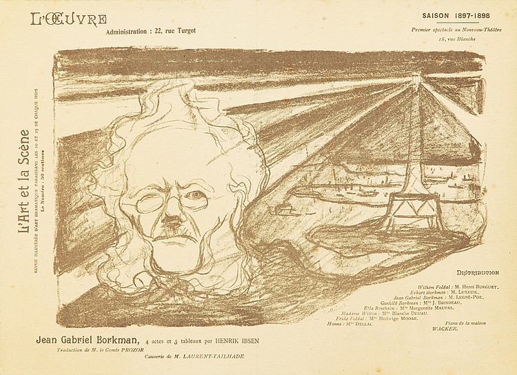 LOeuvre, Administration : 22, rue Turgot, Saison 1897-1898, LOeuvre et la scene, Wither fodel:M.H.B, Jean Gabriel Borkman, 4 acctes at 5 tableaux par Henrik Ibsen, Wacker.