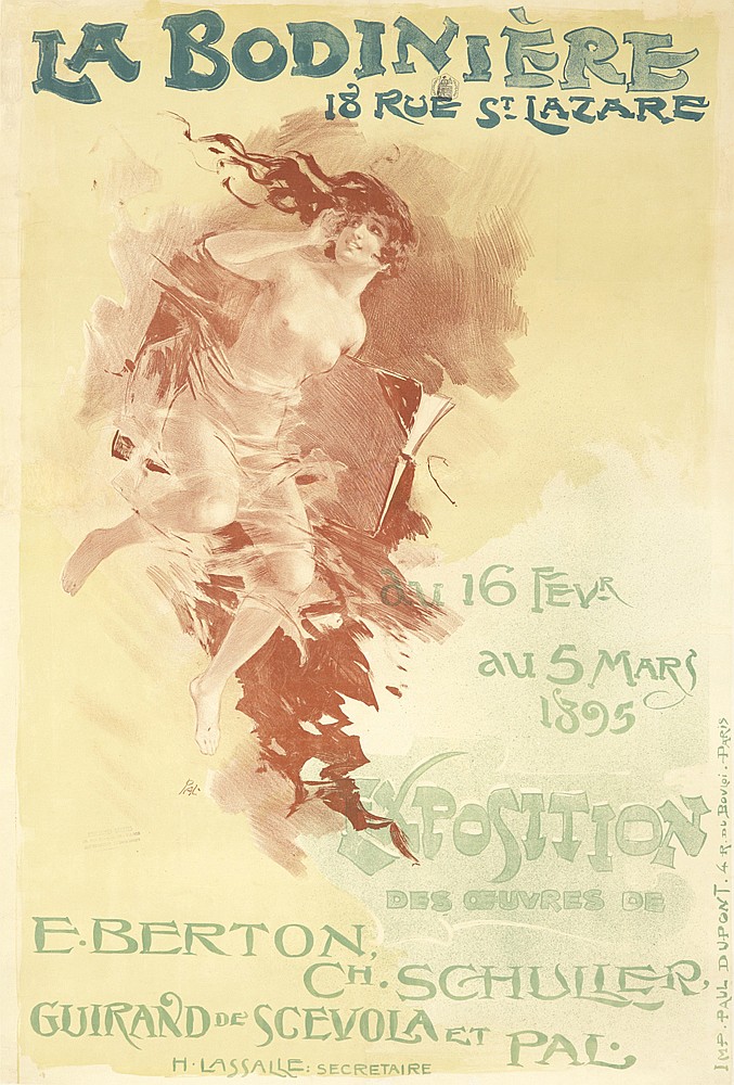LA Bodiniere, 18 Rue St Lazare, Ou 16 Feva, Au 5 Mars, 1895, Exposition, Des Oeuvres De, E.Berton, Ch. Sehuller, Guirand De Scevola Et Pal., H.Lassalle : Secretaire, Imp. Paul Dupont. 4r Du Bovloi Paris