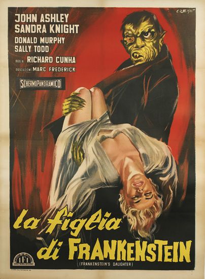 John Ashley, Sandra Knight, Donald Murphy, Sally Todd, Richard Cunha, Marc Frederick, Schermopanoramico, La Figlia, Di Frankenstein, (Frankenstein Daughter)
