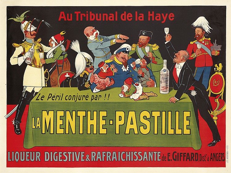 Au tribunal de la haye, le peril conjure par!!, La Menthe-Pastille, liqueur digestive & rafraichissante de e. giffard dist a angers