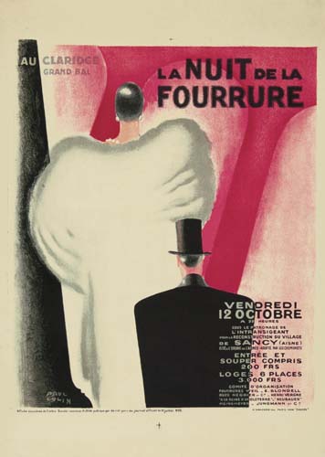 Au Claridge,Grand Bal, La Nuit De La, Fourrure, Vendredi, 12 Octobre, A, L’ Intransigeant, De Sancy (Aisne), Entree Et, Souper Compris, 200 Frs, Loges 6 Places, 3000 Frs, Paul Colin
