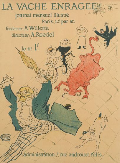 La Vache Enragee, Journal Mensuel Illustre, Paris 12 Par An, Fondateur A. Willette, Directeur A.Roedel, Le N. 1F, Administration7 Rue Androuet Paris.