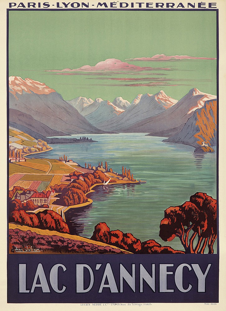 Paris   Lyon   Mediterranee, Lac D’Annecy, _Jean Julien, Lucilen Serre & C   Imp 19 Rue Du Lerage Paris Mai 1926
