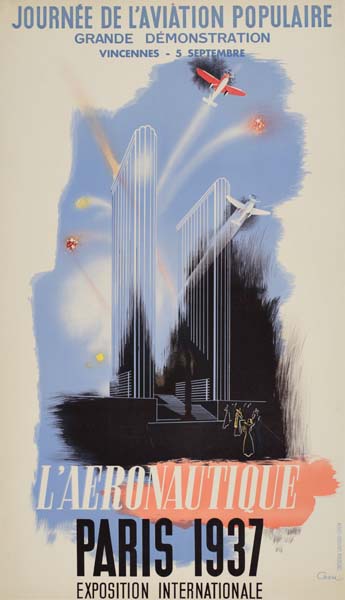 journee de L’Aviation Populaire grande Demonstration Vincennes-5 Septembre, L’aeronautique, Paris 1937 Exposition internationale