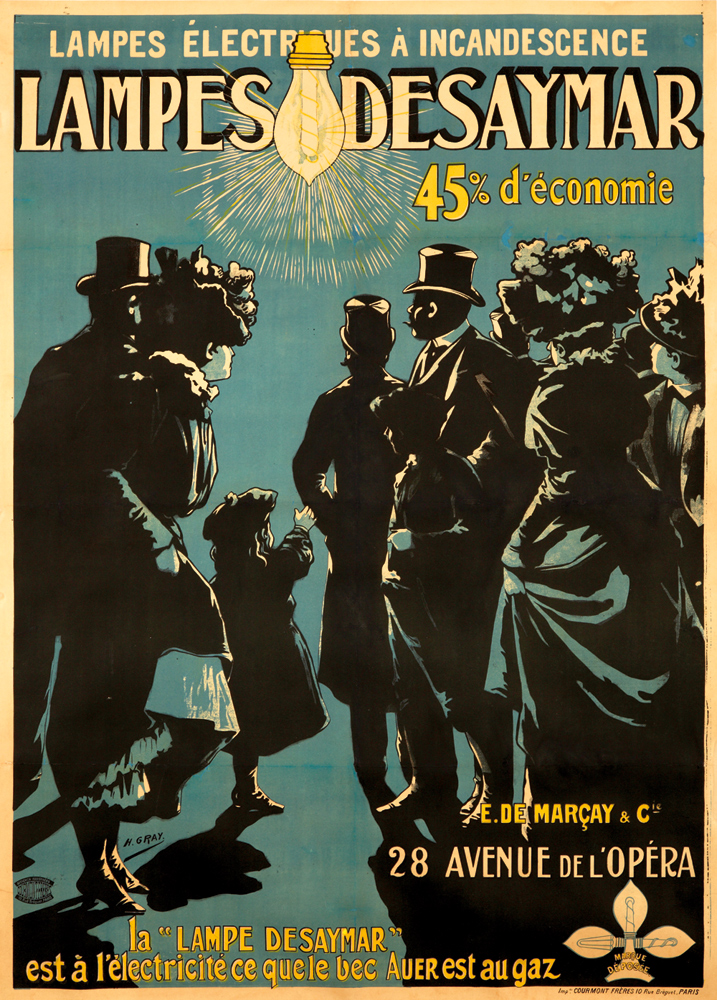 Lampes Electricues A Incandescence, Lampes Desaymar, 45% d’economie, E.De Marcay & cie, 28 Avenue De L’Opera, la “Lampe Desaymar”, est a l’electricite quele bec Auer est au gaz