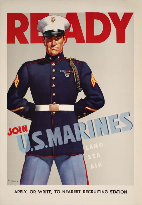 Ready, Join U.S. Marines, Land Sea Air, Apply Or Write To Nearest Recruiting Station