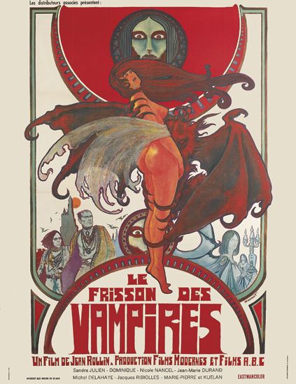 Le Frisson Des Vampires, un film de jern rollin production films modernes et filks A.B.C, JULIEN DOMINQUE NICOLE MANCEL JEAN MARIE DURAND, delahaye jacquaes rbolles Mape pierre et kuelan. Eastmancolor