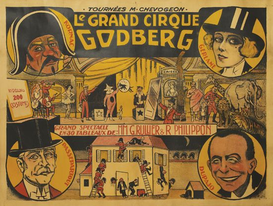 Tournees M.Chevogeon, Le Grand Cirque Godberg, Kornac, Gtrlane, 200 (Ostuml), Grand Spectacle En30 Tableaux de MM G.Rullier & R Phippon, Passepartout, Dupajo,