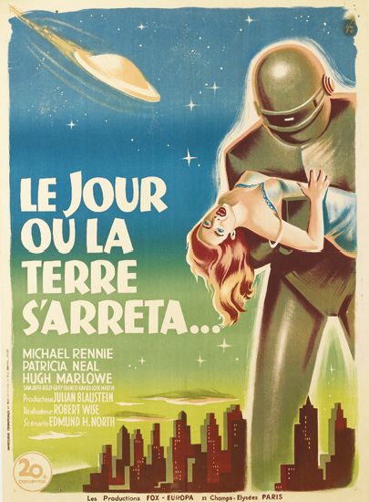 Le Jour Ou La Terre S’arreta, michael Rennie, Particia Neal, Hugh Marlowe, julian blaustein robert wise edmund H. North 20, les productions fox europa n champs elysdes paris
